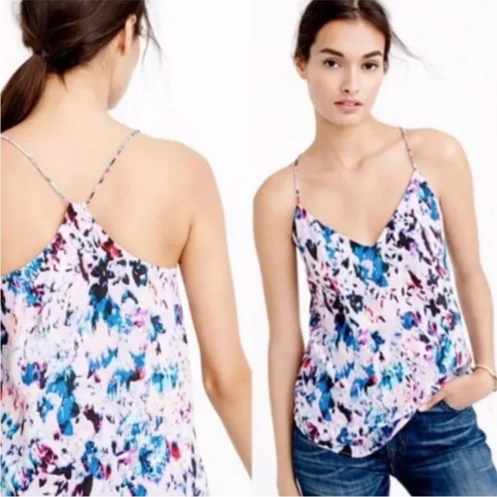 J. Crew Carrie Silk Cami in Watercolor Floral